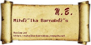 Mihálka Barnabás névjegykártya